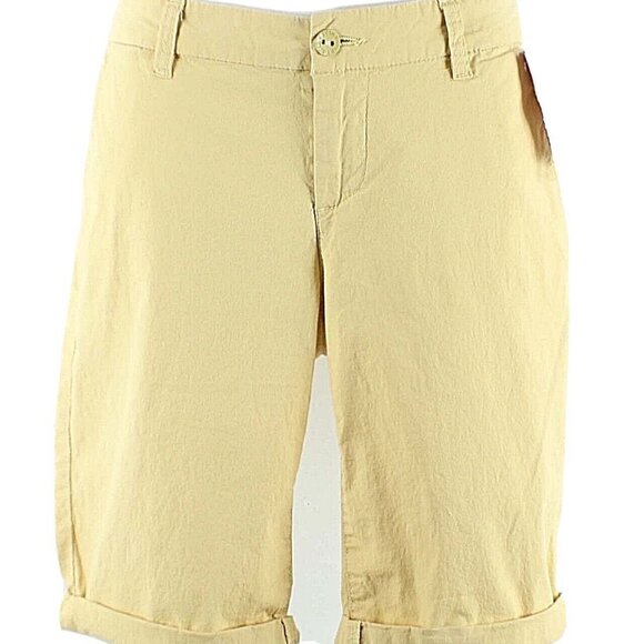 Vanilla Star Sz 9 x 10" Golden Yellow Cuffed Cotton Spandex Bermuda Shorts - Picture 7 of 10